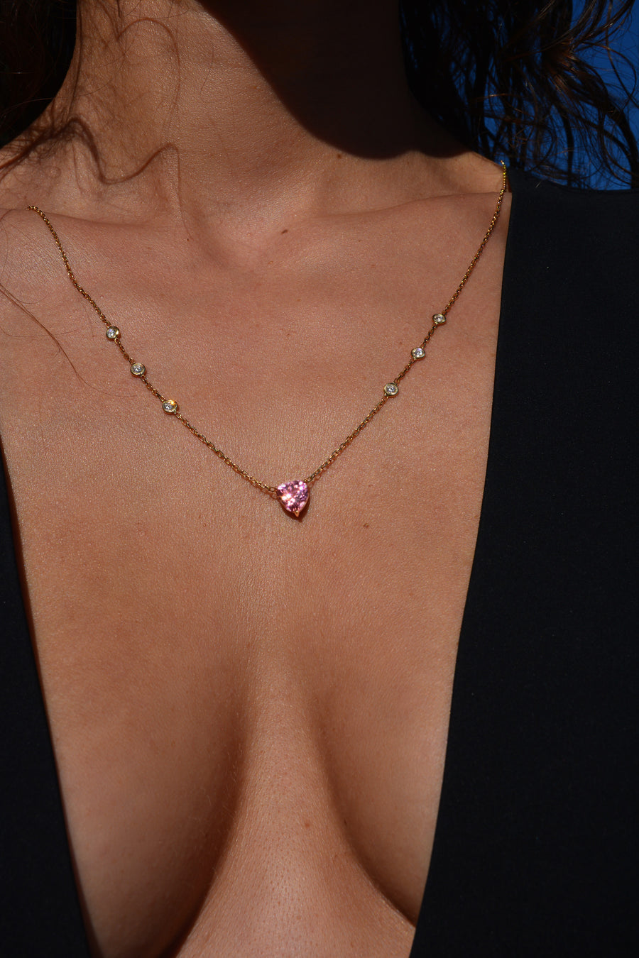 Pink Tourmaline Necklace with Diamond Accents